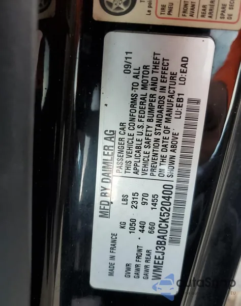 2012 Smart Fortwo Pure z USA, uszkodzony, nr VIN WMEEJ3BA0CK520400